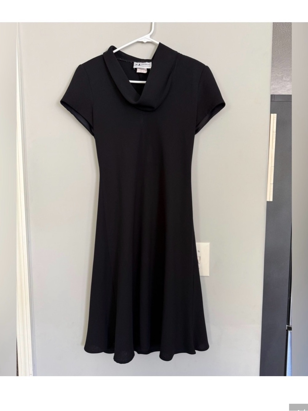 S.L. Fashions sz 10 vintage 90’s Black Cowl Neck Midi Dress minimalist classic
